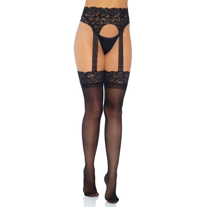 LEG AVENUE - OPAQUE GARTER BELT STOCKING ONE SIZE