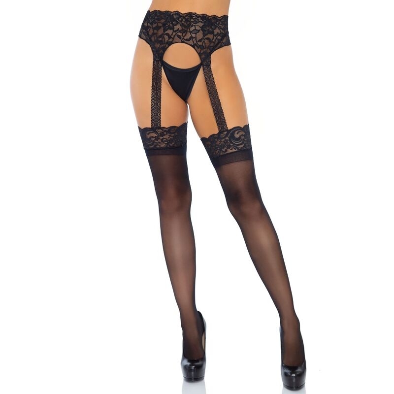 LEG AVENUE - OPAQUE GARTER BELT STOCKING ONE SIZE