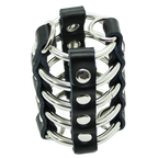 OHMAMA FETISH - PENIS CAGE WITH METAL RINGS AND LEATHER STRAPS