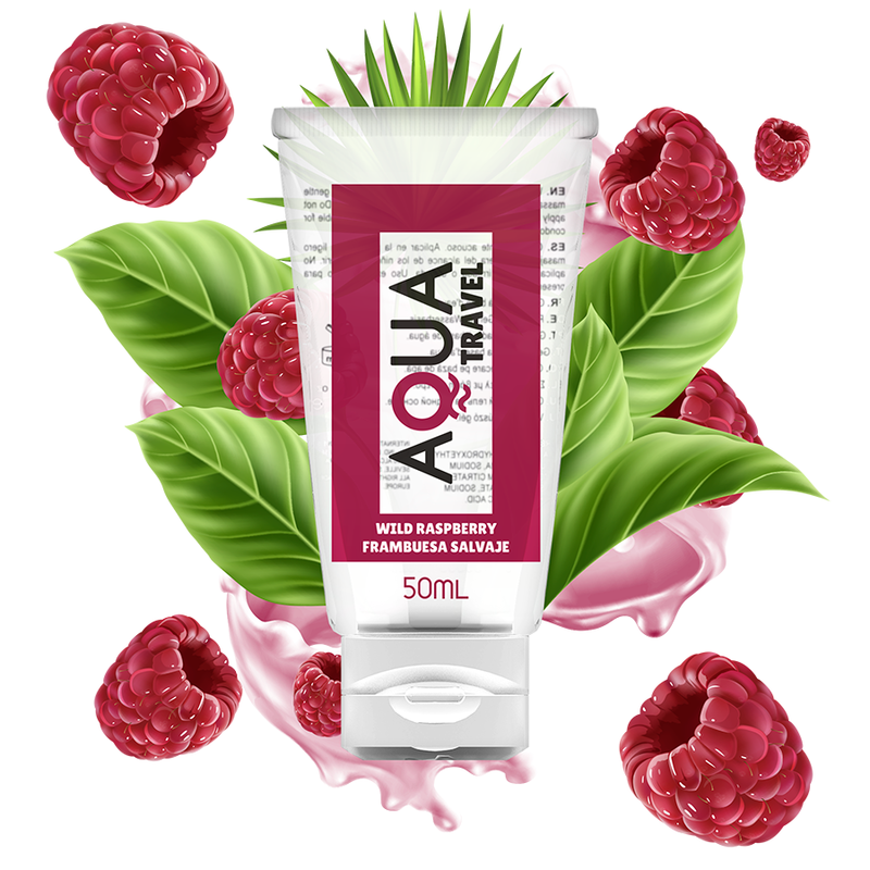 AQUA TRAVEL - WILD RASPBERRY FLAVOR WATERBASED LUBRICANT - 50 ML