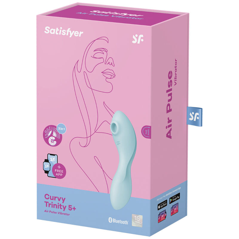 SATISFYER CURVY TRINITY 5 ETIMULADOR Y VIBRADOR APP - AZUL