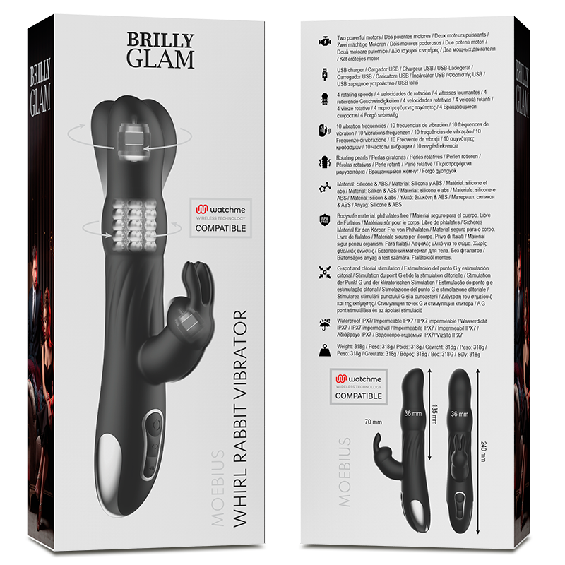 BRILLY GLAM- MOEBIUS RABBIT VIBRATOR &amp; ROTATOR COMPATIBLE WITH WATCHME WIRELESS TECHNOLOGY