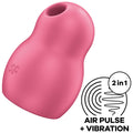 SATISFYER - PRO TO GO 1 DOUBLE AIR PULSE STIMULATOR &amp; VIBRATOR RED