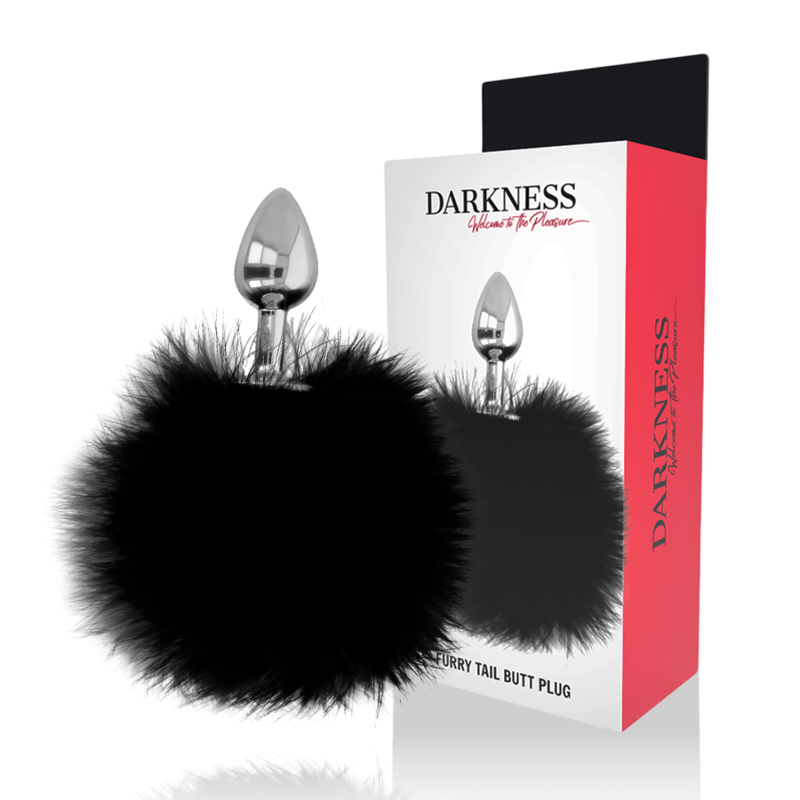 DARKNESS - EXTRA ANAL BUTT PLUG WITH TAIL BLACK 7 CM