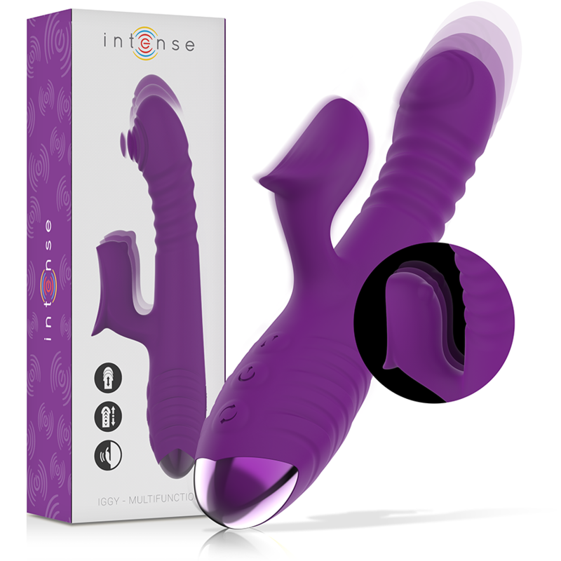 INTENSE - IGGY MULTIFUNCTION RECHARGEABLE VIBRATOR UP &amp; DOWN WITH CLITORAL STIMULATOR PURPLE
