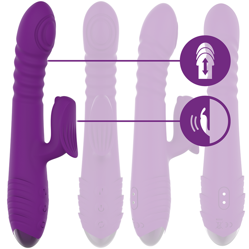 INTENSE - IGGY MULTIFUNCTION RECHARGEABLE VIBRATOR UP &amp; DOWN WITH CLITORAL STIMULATOR PURPLE