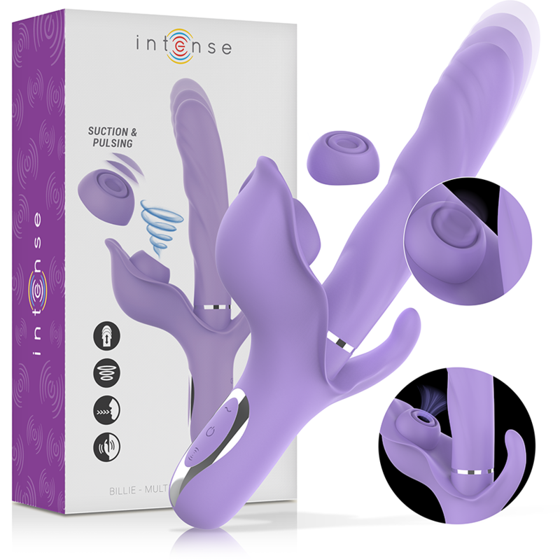 INTENSE - BILLIE MULTIFUNCTION RECHARGEABLE VIBRATOR SUCTION &amp; PULSING PURPLE
