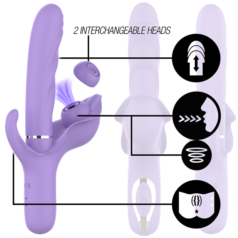 INTENSE - BILLIE MULTIFUNCTION RECHARGEABLE VIBRATOR SUCTION &amp; PULSING PURPLE