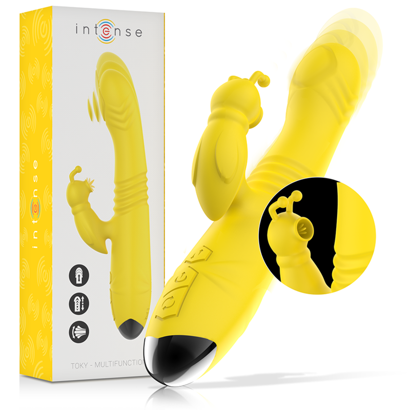 INTENSE - TOKY MULTIFUNCTION VIBRATOR UP &amp; DOWN WITH CLITORAL STIMULATOR YELLOW