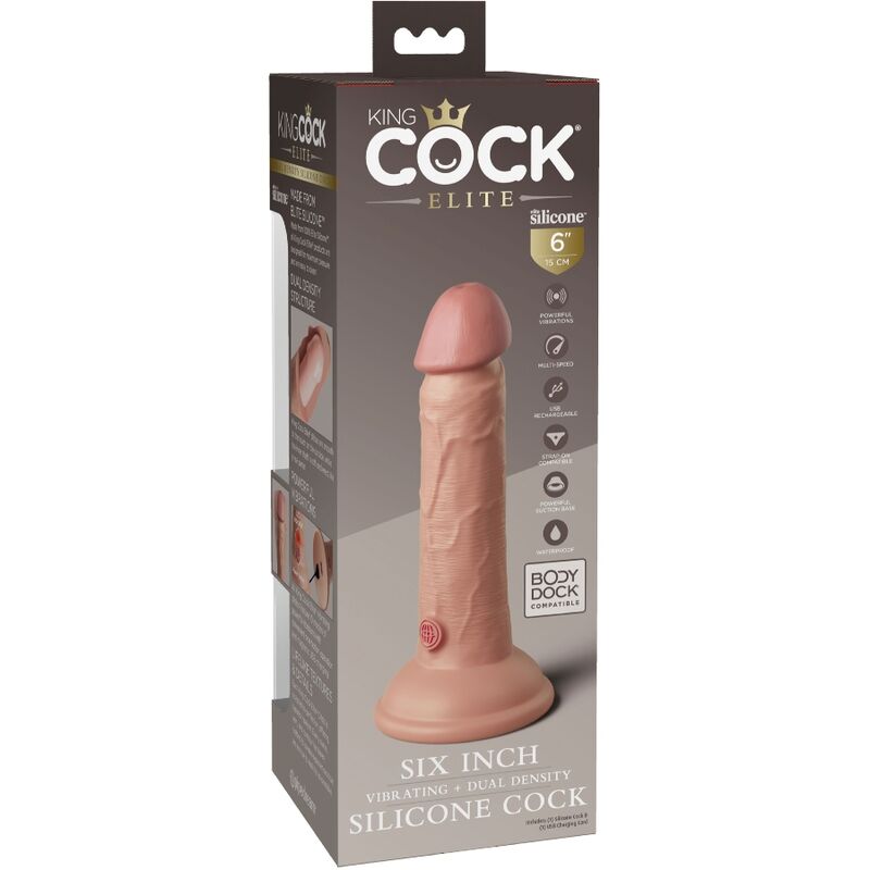 KING COCK - ELITE REALISTIC DILDO VIBRATING &amp; SILICONE 15.2 CM