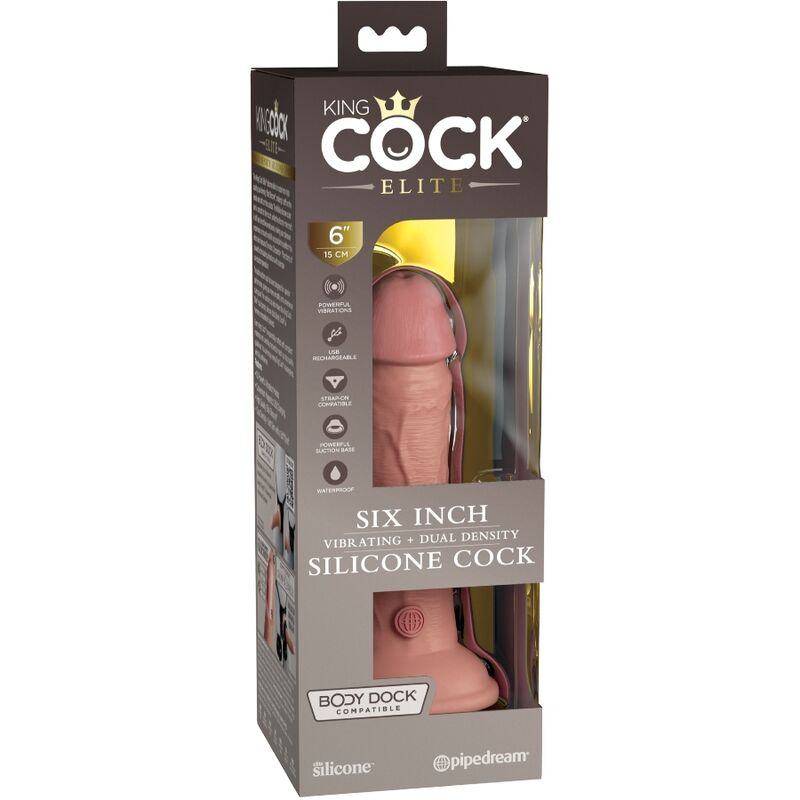 KING COCK - ELITE REALISTIC DILDO VIBRATING &amp; SILICONE 15.2 CM