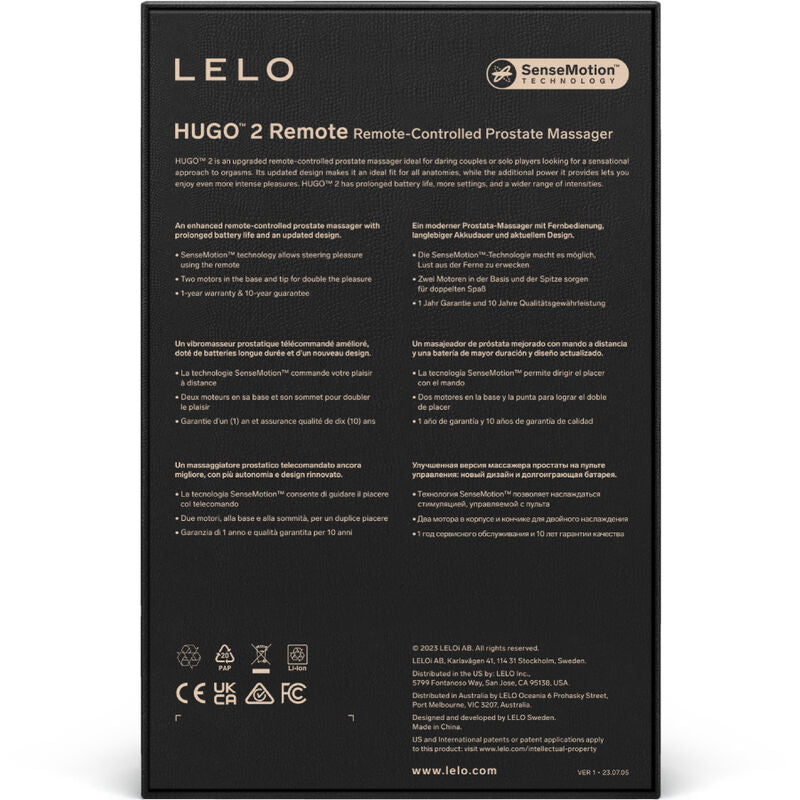 LELO - HUGO 2 MASAJEADOR DE PROSTATE CONTROL REMOTO VERDE