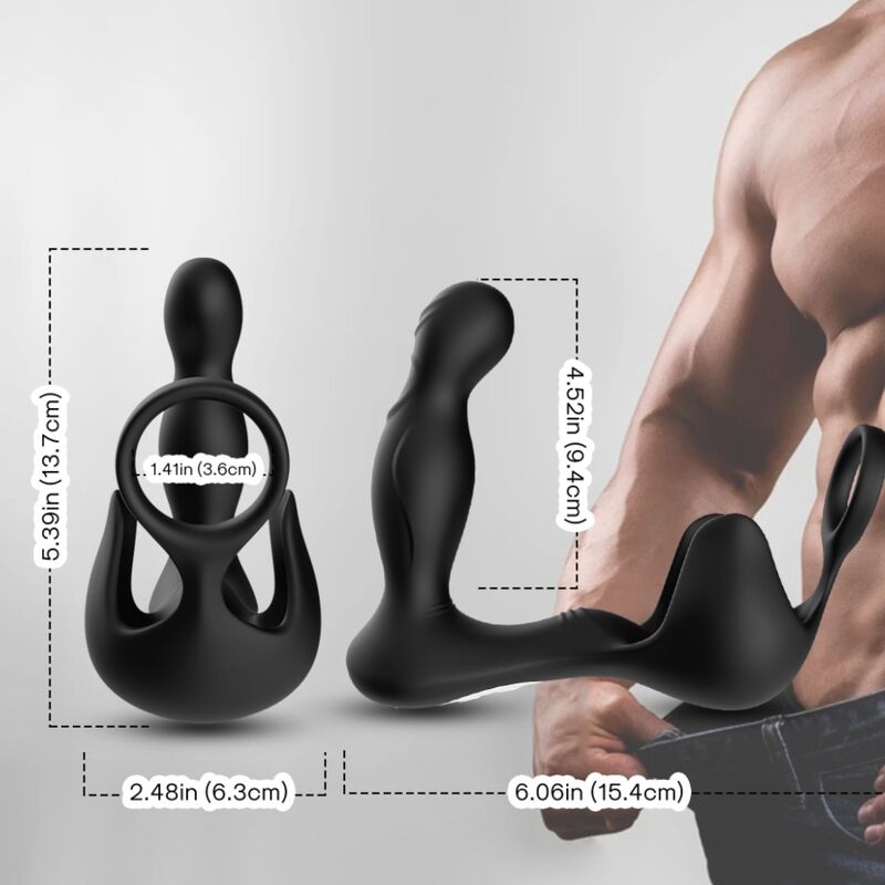 ARMONY - SURROUND VIBRATOR ANAL &amp; STIMULATOR TESTICULOS &amp; RING REMOTE CONTROL BLACK