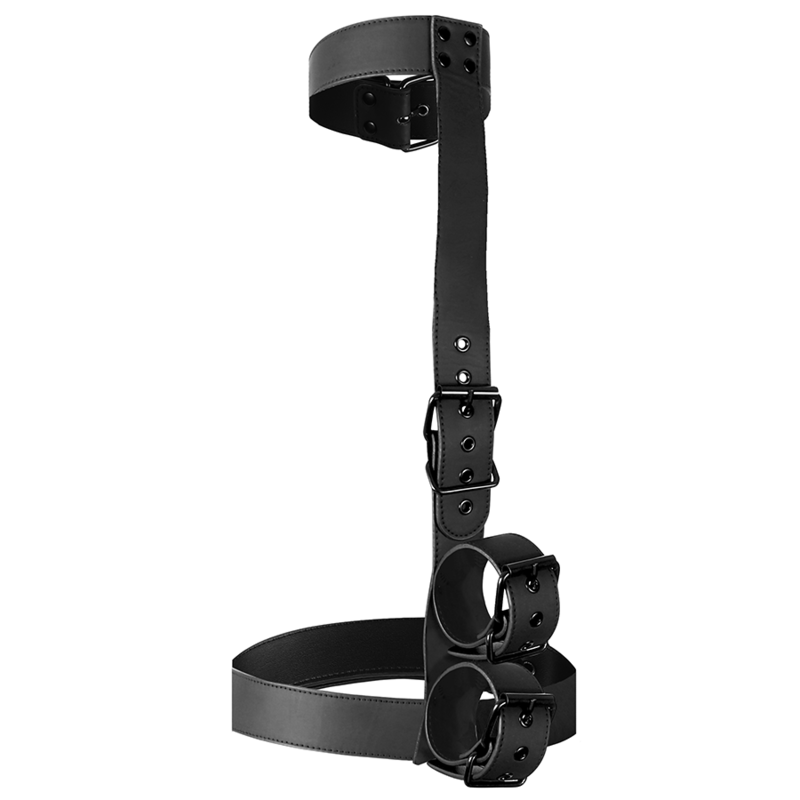 FETISH SUBMISSIVE BONDAGE - COLLAR &amp; WRIST CUFFS BODY RESTRAINT SET