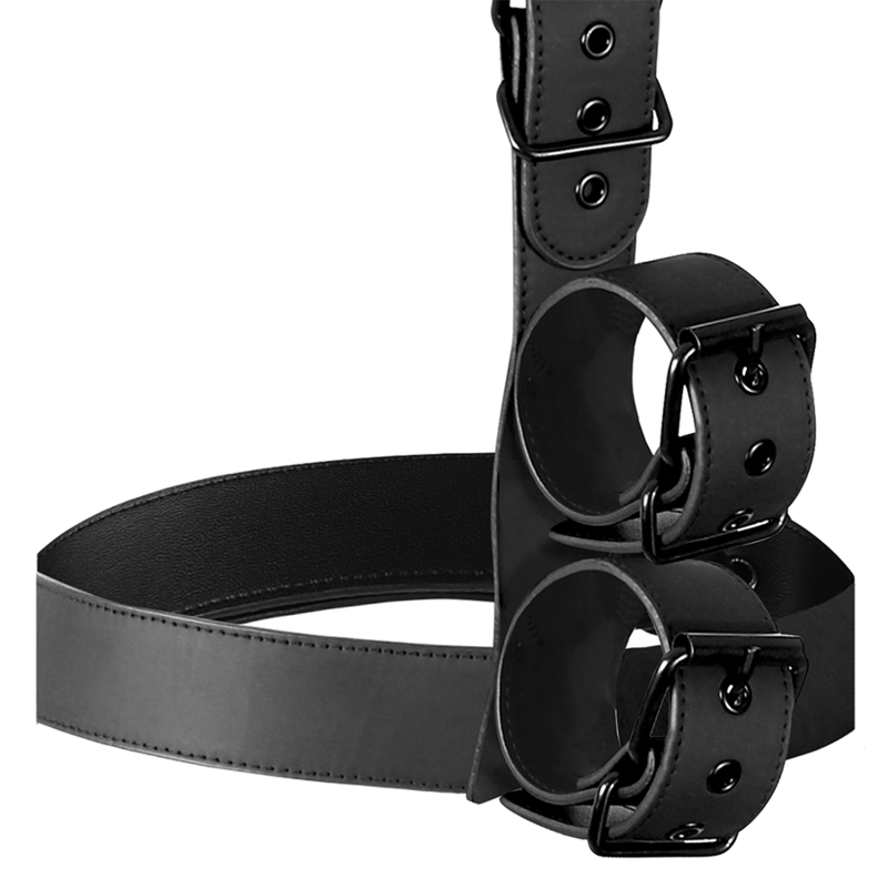 FETISH SUBMISSIVE BONDAGE - COLLAR &amp; WRIST CUFFS BODY RESTRAINT SET