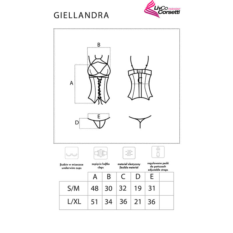 LIVCO CORSETTI FASHION - GIELANDRA FOR THE SENSES COLLECTION CORSET + PANTY NEGRO