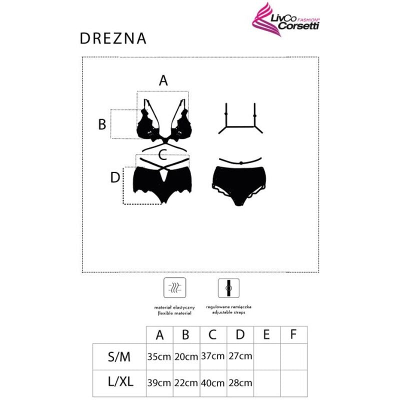 LIVCO CORSETTI FASHION - DREZNA LC 90733 BRA + PANTY NEGRO