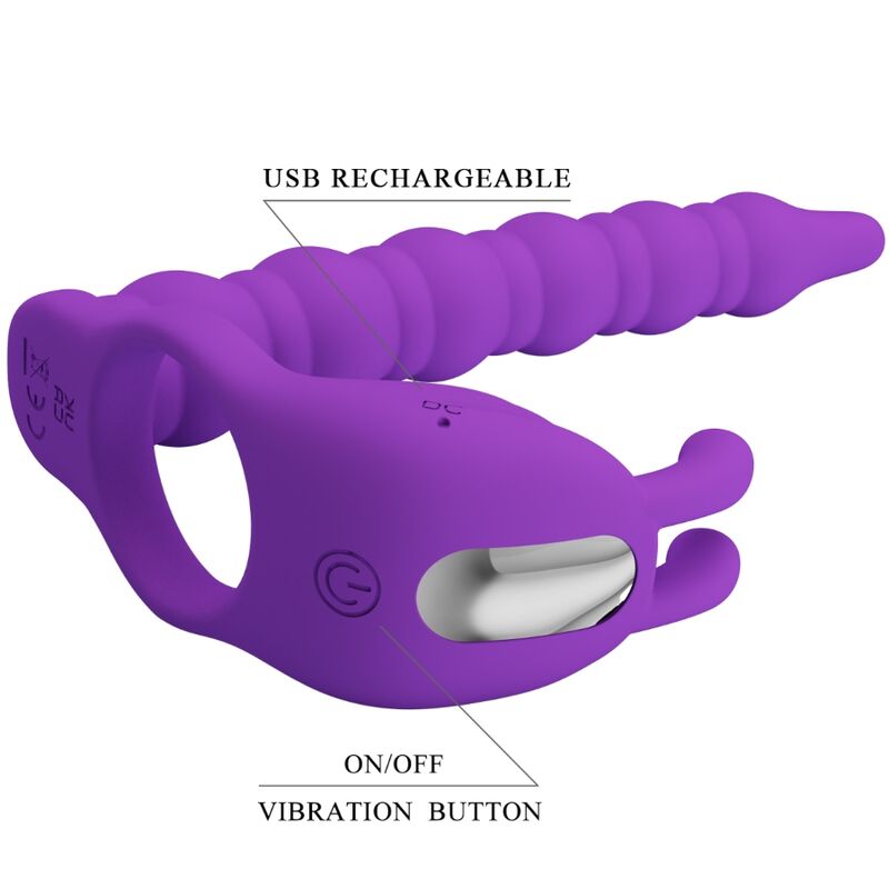 PRETTY LOVE - BLACKNEY PENIS RING WITH PURPLE VIBRATOR PLUG