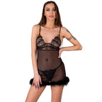LIVCO CORSETTI FASHION - ZERUNAM SET BABY DOLL + TANGA NEGRO