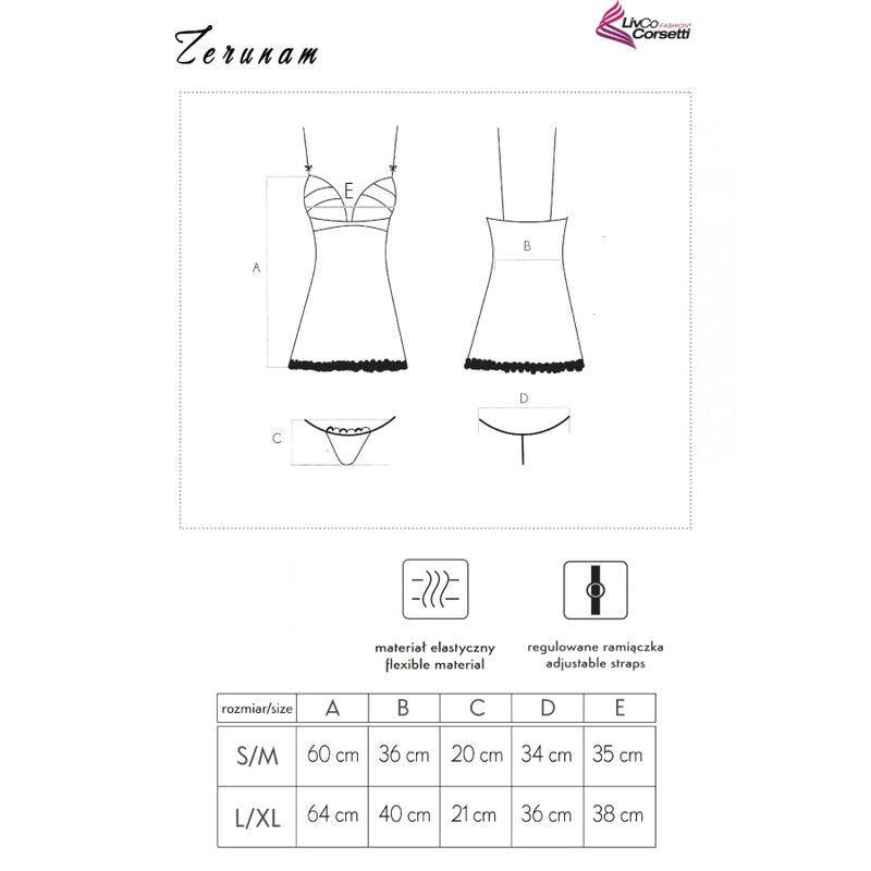 LIVCO CORSETTI FASHION - ZERUNAM SET BABY DOLL + TANGA NEGRO