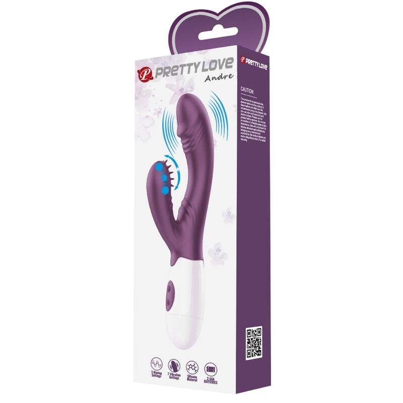 PRETTY LOVE - ANDRE RABBIT VIBRATOR &amp; G-POINT STIMULATOR PURPLE