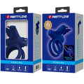 PRETTY LOVE - JAMELE DOUBLE RING WITH VIBRATION &amp; BUTTERFLY STIMULATOR BLUE