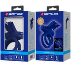 PRETTY LOVE - JAMELE DOUBLE RING WITH VIBRATION &amp; BUTTERFLY STIMULATOR BLUE