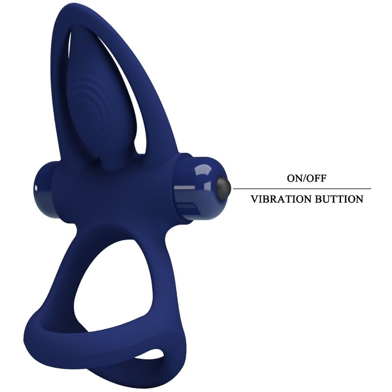 PRETTY LOVE - MAT DOUBLE RING WITH VIBRATION &amp; STIMULATOR BLUE