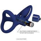 PRETTY LOVE - MAT DOUBLE RING WITH VIBRATION &amp; STIMULATOR BLUE