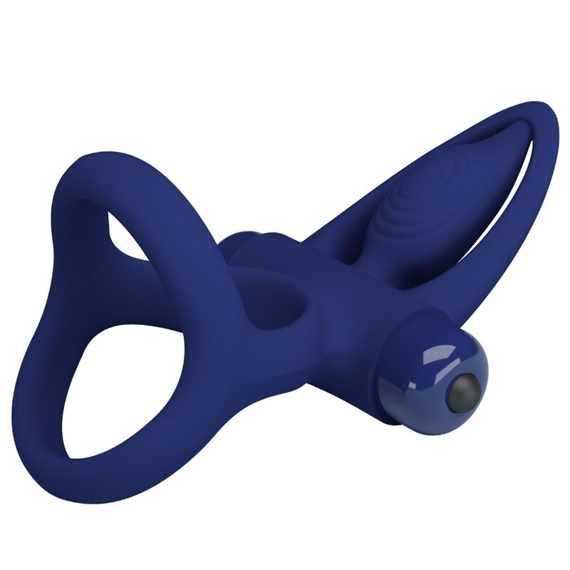 PRETTY LOVE - MAT DOUBLE RING WITH VIBRATION &amp; STIMULATOR BLUE