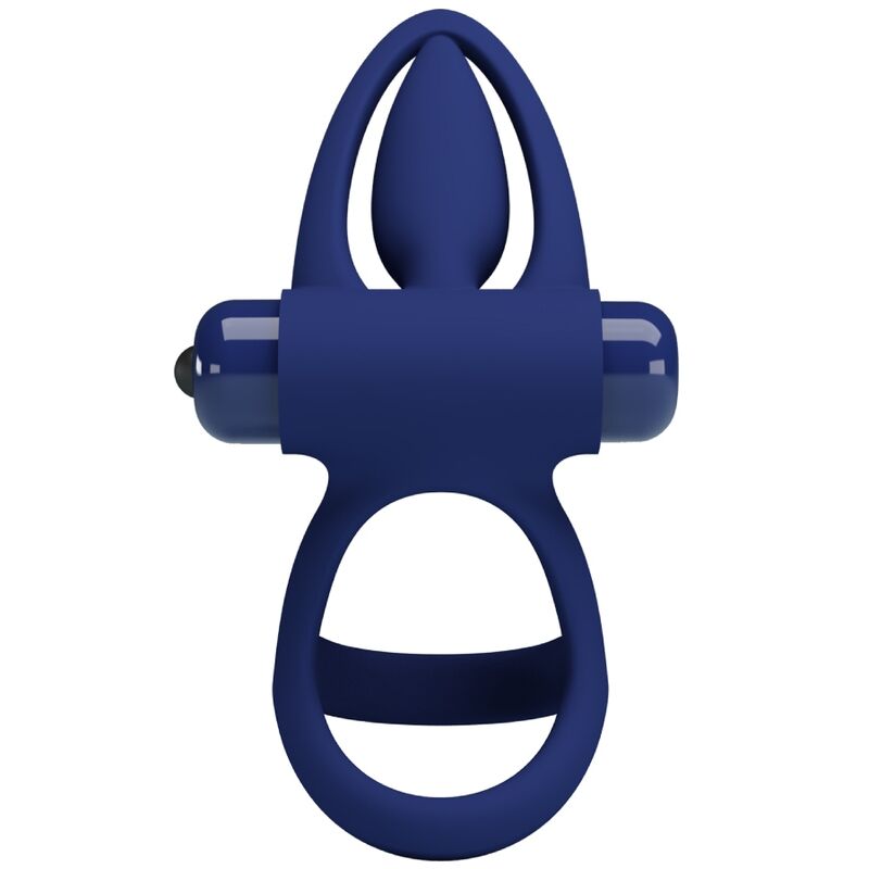 PRETTY LOVE - MAT DOUBLE RING WITH VIBRATION &amp; STIMULATOR BLUE