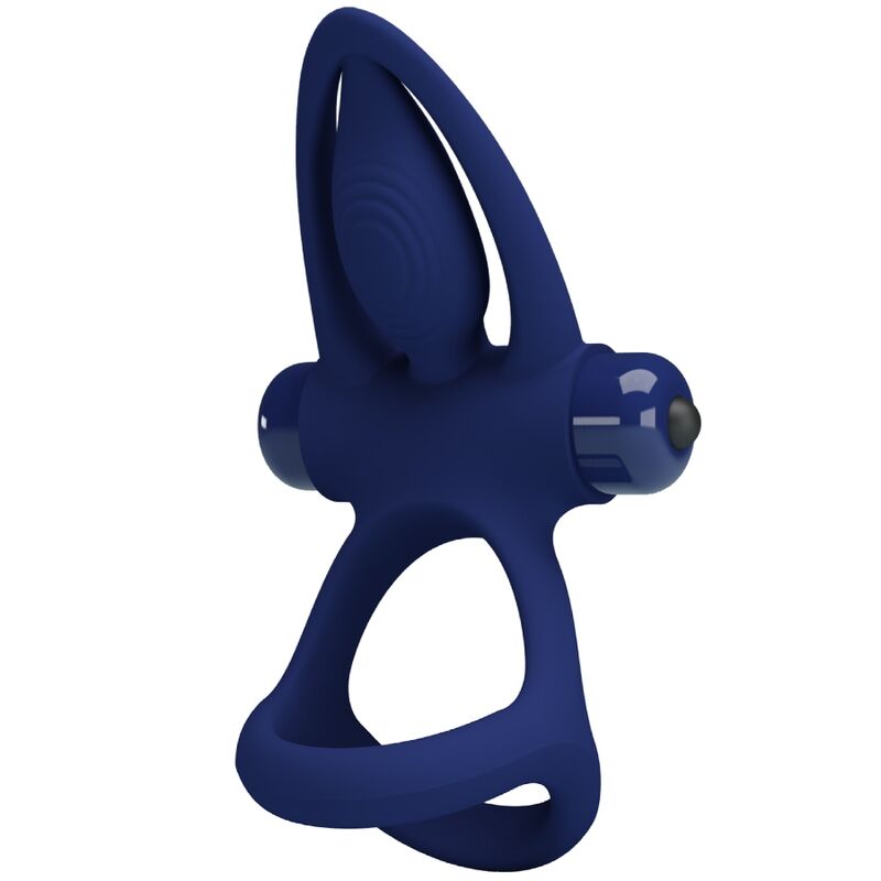 PRETTY LOVE - MAT DOUBLE RING WITH VIBRATION &amp; STIMULATOR BLUE