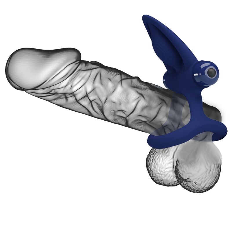 PRETTY LOVE - MAT DOUBLE RING WITH VIBRATION &amp; STIMULATOR BLUE