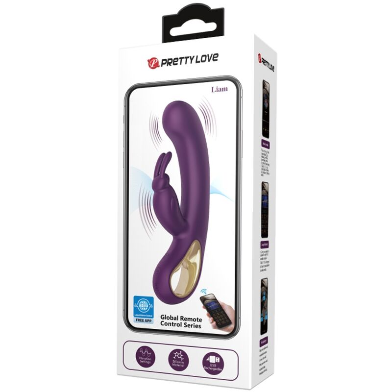 PRETTY LOVE - LIAM RABBIT VIBRATOR &amp; G SPOT STIMULATOR PURPLE