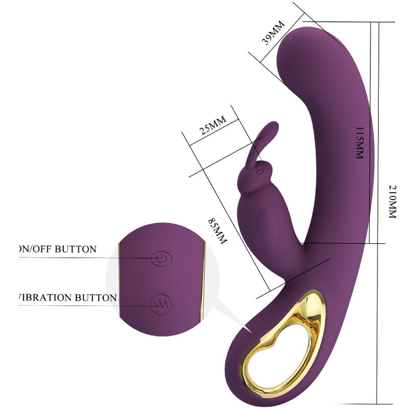 PRETTY LOVE - LIAM RABBIT VIBRATOR &amp; G SPOT STIMULATOR PURPLE