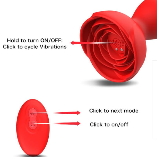 ARMONY - EXTREME A BLOOM ROSE VIBRATOR &amp; ANAL PLUG REMOTE CONTROL RED