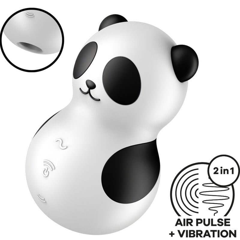 SATISFYER - POCKET PANDA STIMULATOR &amp; VIBRATOR BLACK AND WHITE