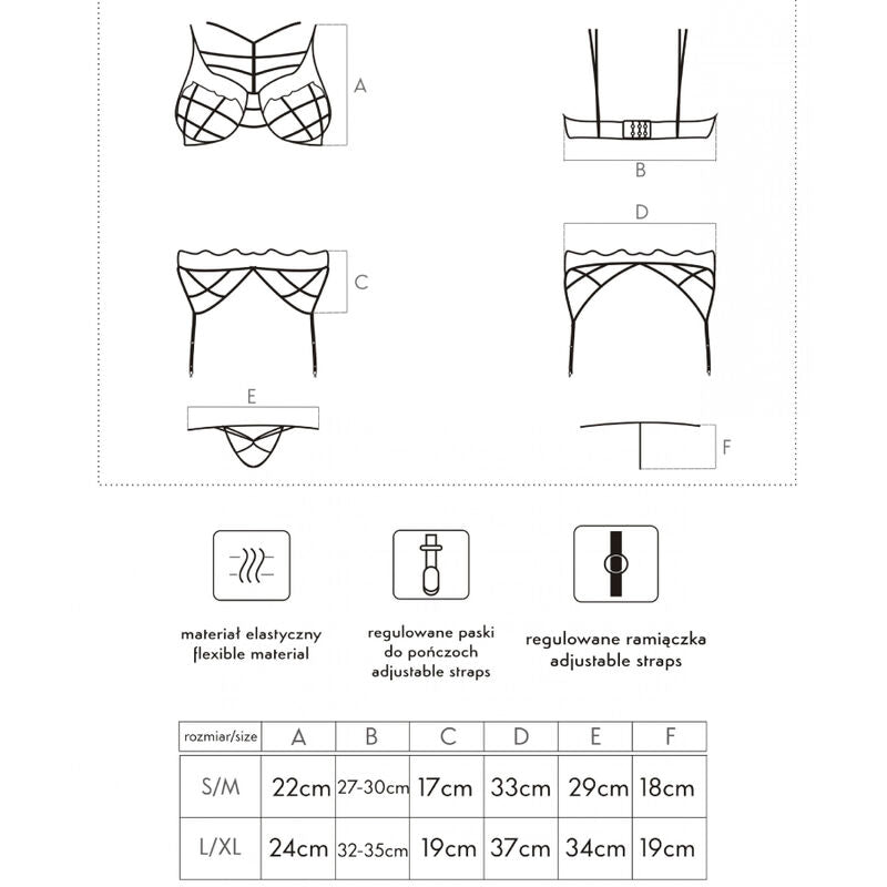 LIVCO CORSETTI FASHION - SOLEDAD LC 20217 BRA + PANTY + LIGUERO S/M