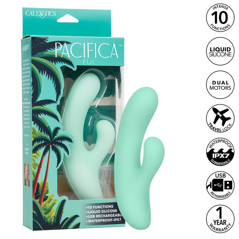 CALEXOTICS - PACIFICA FIJI VIBRATOR &amp; Estimulator G SPOT 10 VIBRATIONS AQUA