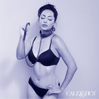 CALEXOTICS - NOCTURNAL COLLAR &amp; LEASH LEATHER ADJUSTABLE BLACK
