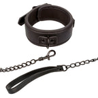 CALEXOTICS - NOCTURNAL COLLAR &amp; LEASH LEATHER ADJUSTABLE BLACK