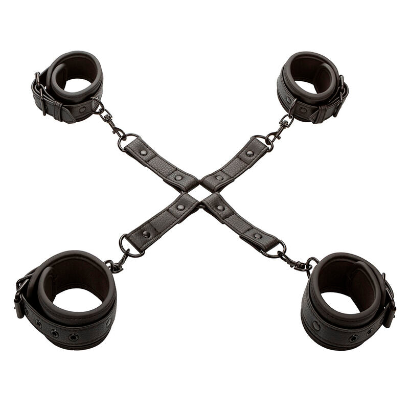 CALEXOTICS - NOCTURNAL HOG TIE CONNECTOR CUERO ADJUSTABLE BLACK