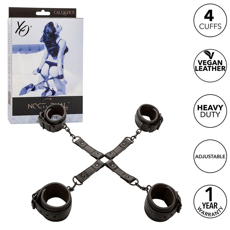 CALEXOTICS - NOCTURNAL HOG TIE CONNECTOR CUERO ADJUSTABLE BLACK