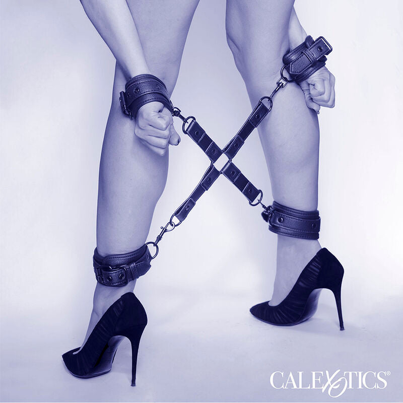 CALEXOTICS - NOCTURNAL HOG TIE CONNECTOR CUERO ADJUSTABLE BLACK