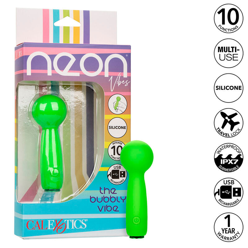 CALEXOTICS - NEON VIBES THE BUBBLY VIBE MINI MASSAGE 10 VIBRATIONS GREEN