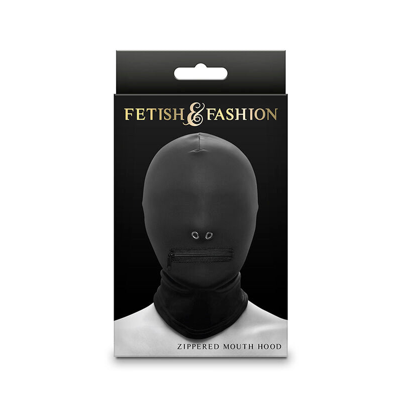 NS NOVELTIES - FETISH &amp; FASHION CLOSED ZIPPERED MOUTH HOOD NYLON BLACK