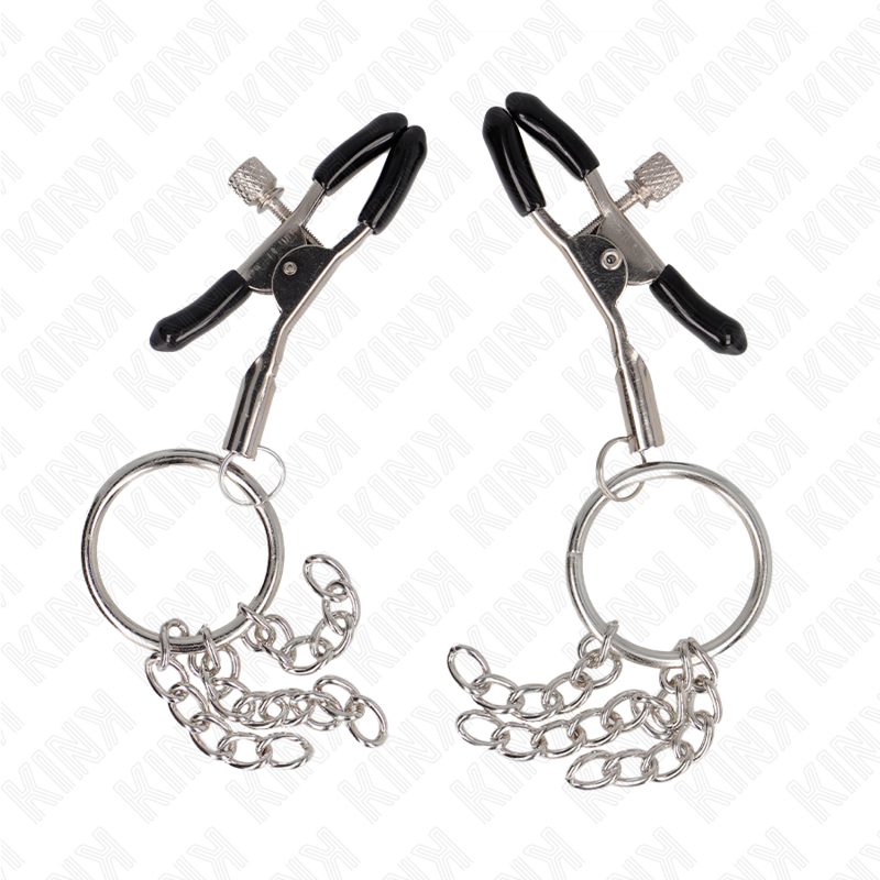 KINK - O RING NIPPLE CLAMP AND LITTLE CHAIN ​​SILVER 6 CM