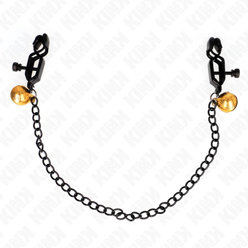 KINK - FLAT CHAIN ​​NIPPLE CLAMPS AND BELL SILVER 30 CM