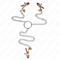 KINK - BELL TRIPLE NIPPLE AND CLIT CLAMPS RED WITH CHAIN ​​30 CM