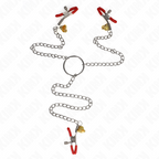 KINK - BELL TRIPLE NIPPLE AND CLIT CLAMPS RED WITH CHAIN ​​30 CM